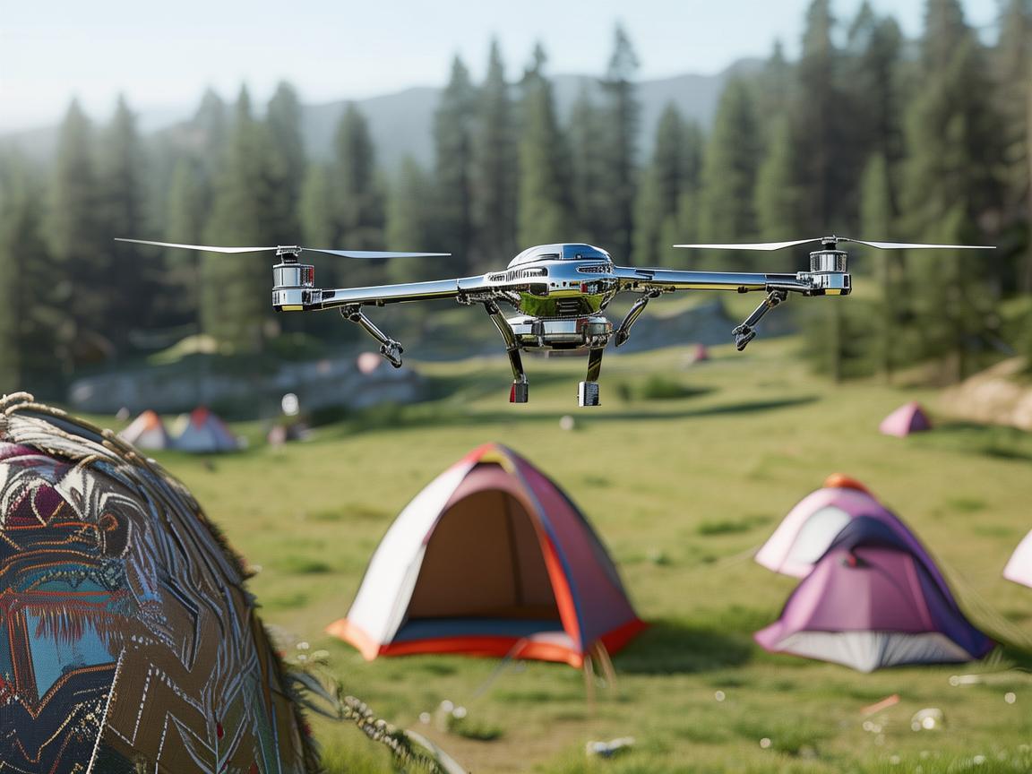 金属材质无人机助力露营地帐篷区探索